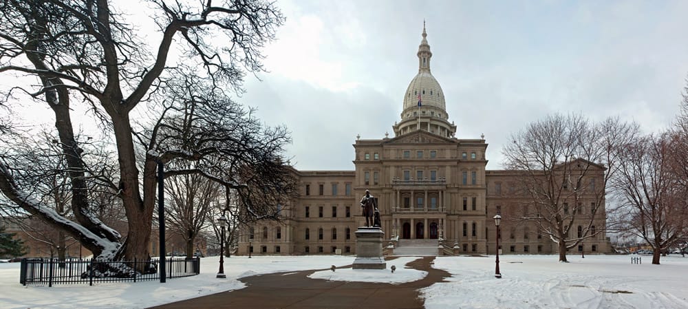 Lansing Michigan Capitol in winter