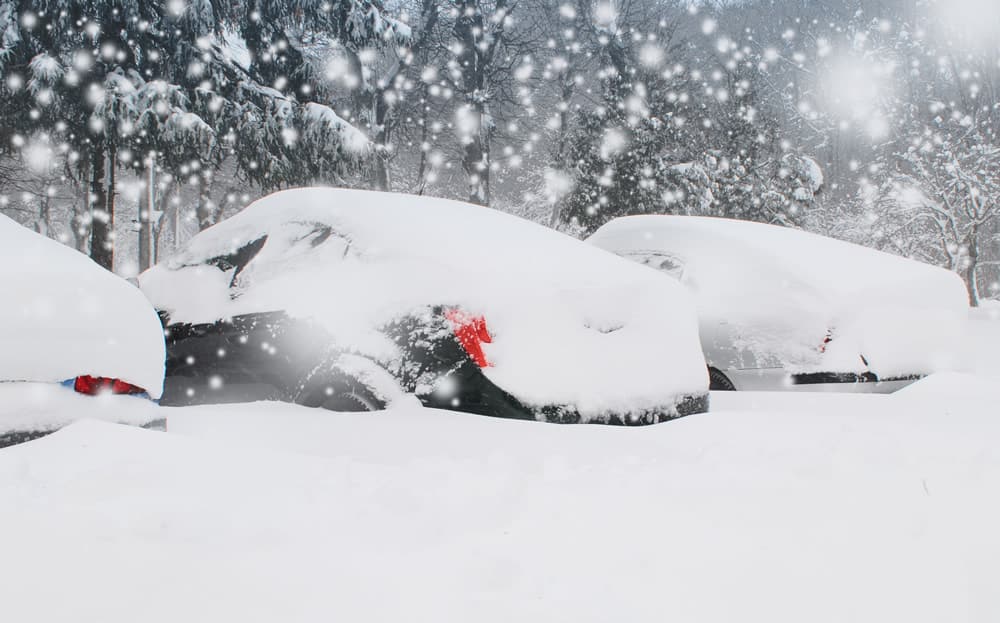 havey falling snow on cars - grand rapids snow removal